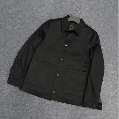 箭鱼shajk676男士秋季新款偏厚简约翻领黑色夹棉夹克秋冬可穿