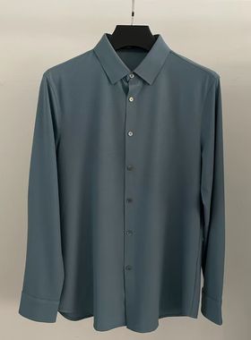 劲家cs034男士新款超级垂顺蓝色长袖衬衫简约抗皱