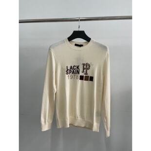 PP吊牌价1990my644男士秋冬新款米白色烫钻100%绵羊毛针织毛衣