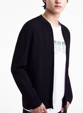 jk671劲家男士早春新款黑色针织开衫简约百搭