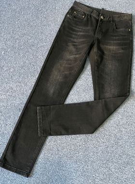 克lai切ni吊牌价2100+ku787男士秋季黑色时尚休闲修身牛仔长裤