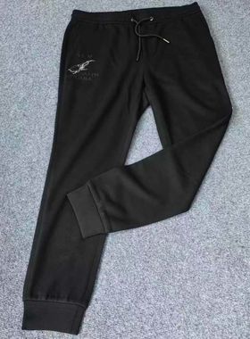 奥拉ma1990ku552男士黑色简约百搭毛料休闲运动裤