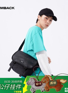 COMBACK原创设计时尚单肩包斜挎包男士休闲黑色酷帅包包个性背包