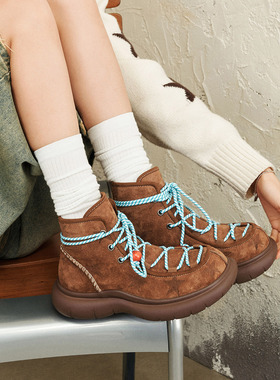 玛速主义2026新款星星靴时装百搭短靴厚底增高复古马丁靴女冬加绒