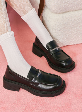 玛速主义2026年春季新款英伦风黑色小皮鞋平底百搭乐福鞋时尚单鞋