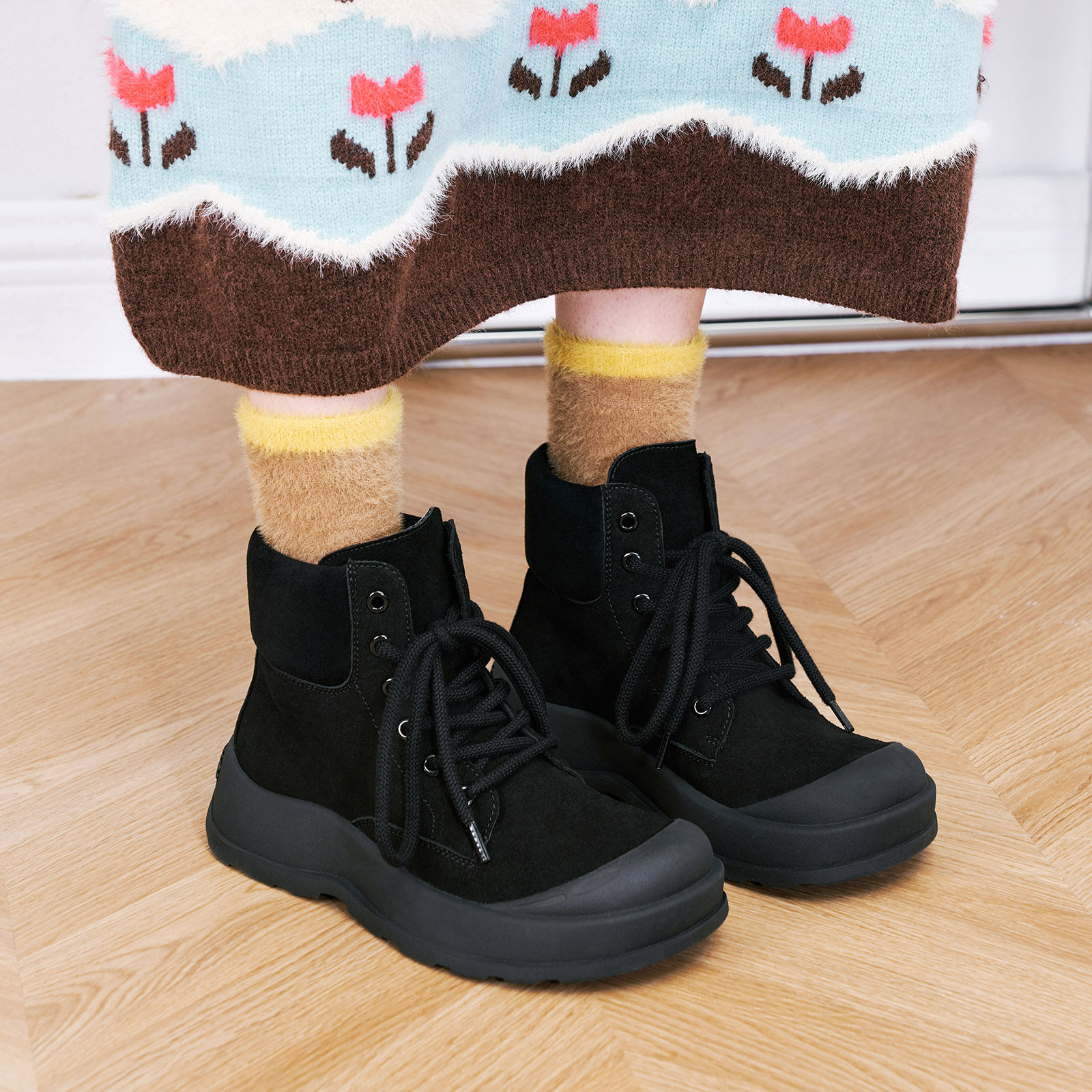 玛速主义2026年新款大头丑萌马丁靴女春休闲百搭短靴时尚黑色靴子