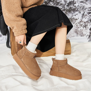 玛速主义2026新款保暖加绒厚底雪地靴女冬季百搭短靴休闲平底棉鞋