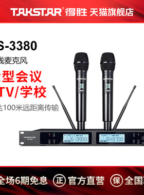 Takstar/得胜TS-3380无线麦克风卡拉ok家用话筒演讲K歌一拖二话筒