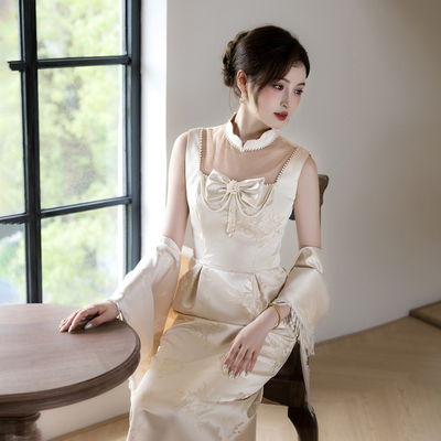 【明珠】订婚礼服小白裙新中式日常小个子敬酒服新娘高级感晨袍女