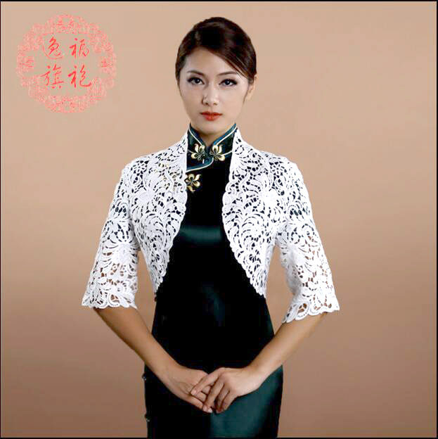 短款蕾丝镂空半袖百搭 女开衫小披肩外套旗袍外搭外披高档夏坎肩