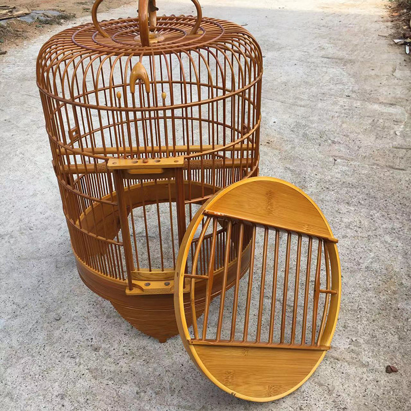 新款脱底笼广西底可拆36公分直径广式画眉鸟笼黄杨木门口大号竹鸟