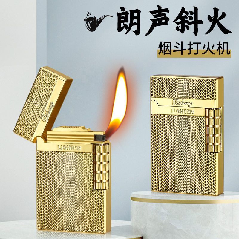 DK854朗声斜火明火砂轮打火机新款充气烟斗打火机厂家批发