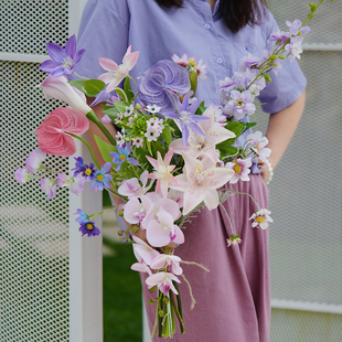 饰品摆设 多巴胺蜜桃可可仿真花花束手捧花绢花客厅插花餐桌家居装