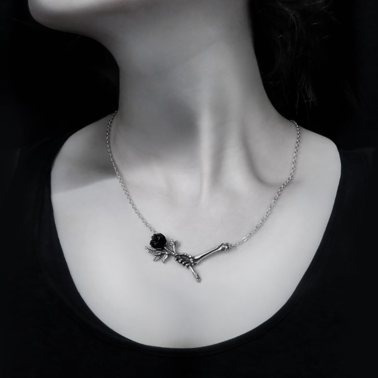 现货a牌哥特朋克男女玫瑰锁骨链