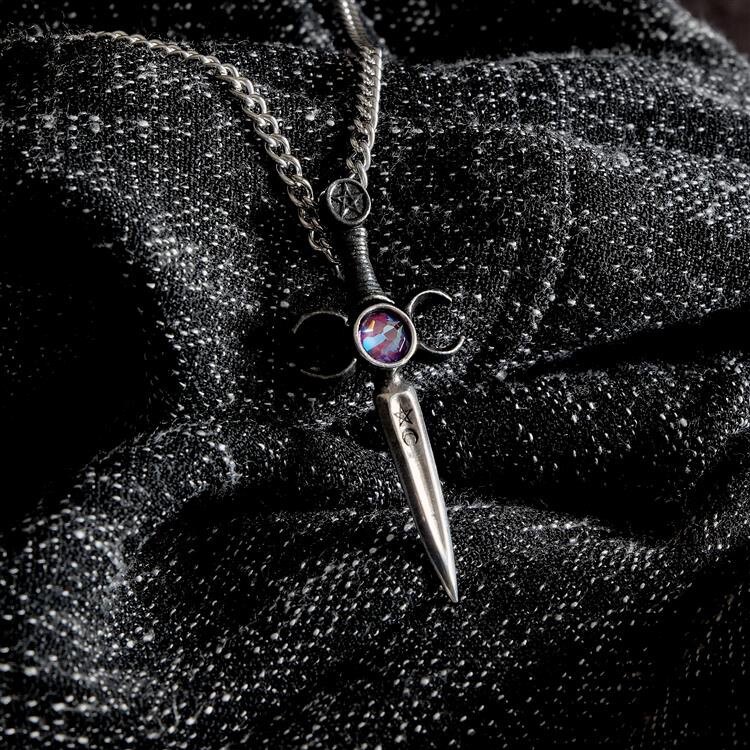 Alchemy Gothic P871 英国A牌哥特朋克简约蓝水晶剑形吊坠项链