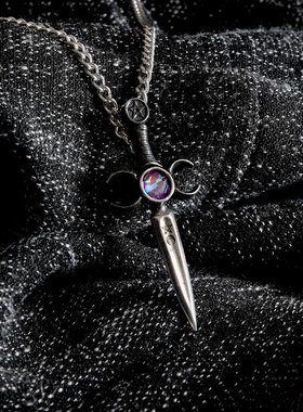 Alchemy Gothic P871 英国A牌哥特朋克简约蓝水晶剑形吊坠项链