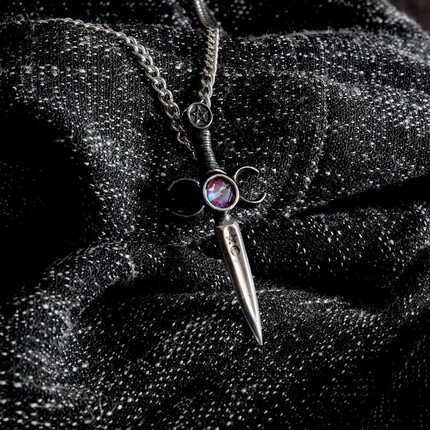 Alchemy Gothic P871 英国A牌哥特朋克简约蓝水晶剑形吊坠项链