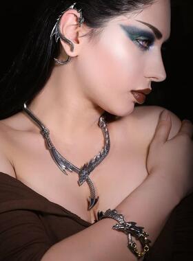 Alchemy Gothic P829 A牌欧美朋克哥特个性简约创意龙环项链吊坠