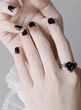 Alchemy Gothic R237 A牌欧美潮哥特时尚黑玫瑰花女神复古风戒指