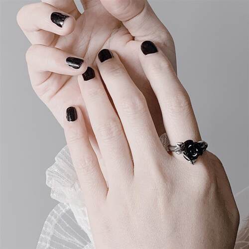 ALCHEMYGOTHIC黑玫瑰花女戒指