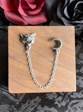 Alchemy Gothic E481 A牌哥特朋克链条小众设计狼月亮女甜酷耳环