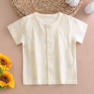 开衫 婴儿童半袖 宝贝纯棉短袖 薄款 上衣 无骨家居打底睡衣哈咪奇夏季