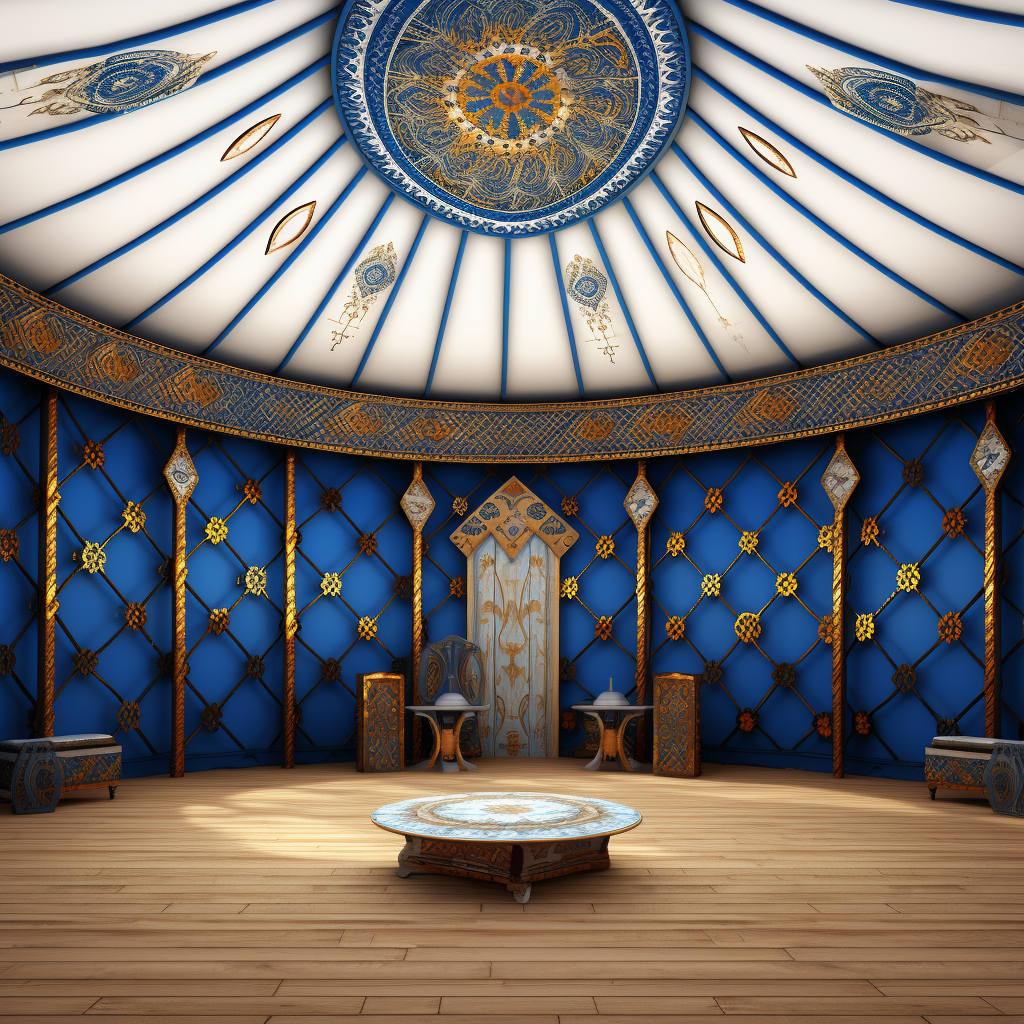 直播背景蒙古包定制清晰定制蒙古木格3D壁画内成吉民族草原FJ2611