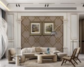 墙布护墙板罗马柱 护墙板欧式 定制环保8D新中式 山水仿真大理石欧式