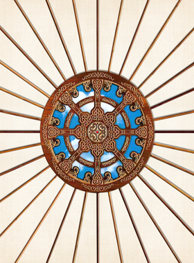 蒙古包顶棚18D高清唯美欧式金属花纹天空天顶立体大型壁画FJ01366