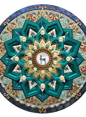 蒙古包顶棚18D高清唯美欧式布料花纹天空天顶立体大型壁画FJ01366