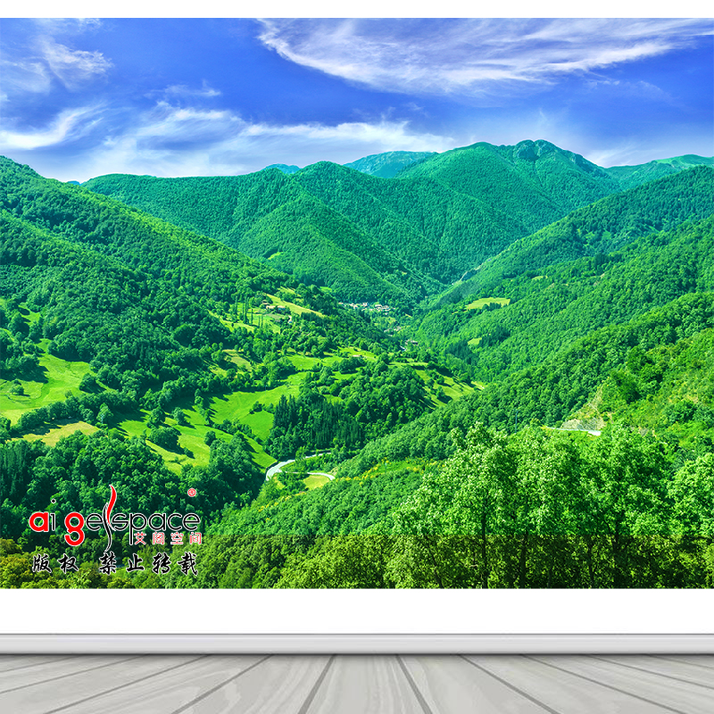 3D青山大山风景笔架山自粘山靠山有山无水办公室客厅背景画FJ5830