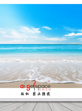 FJ01758电视背景墙大海沙滩高清晰的海边蓝天白云飘飘3D背景墙