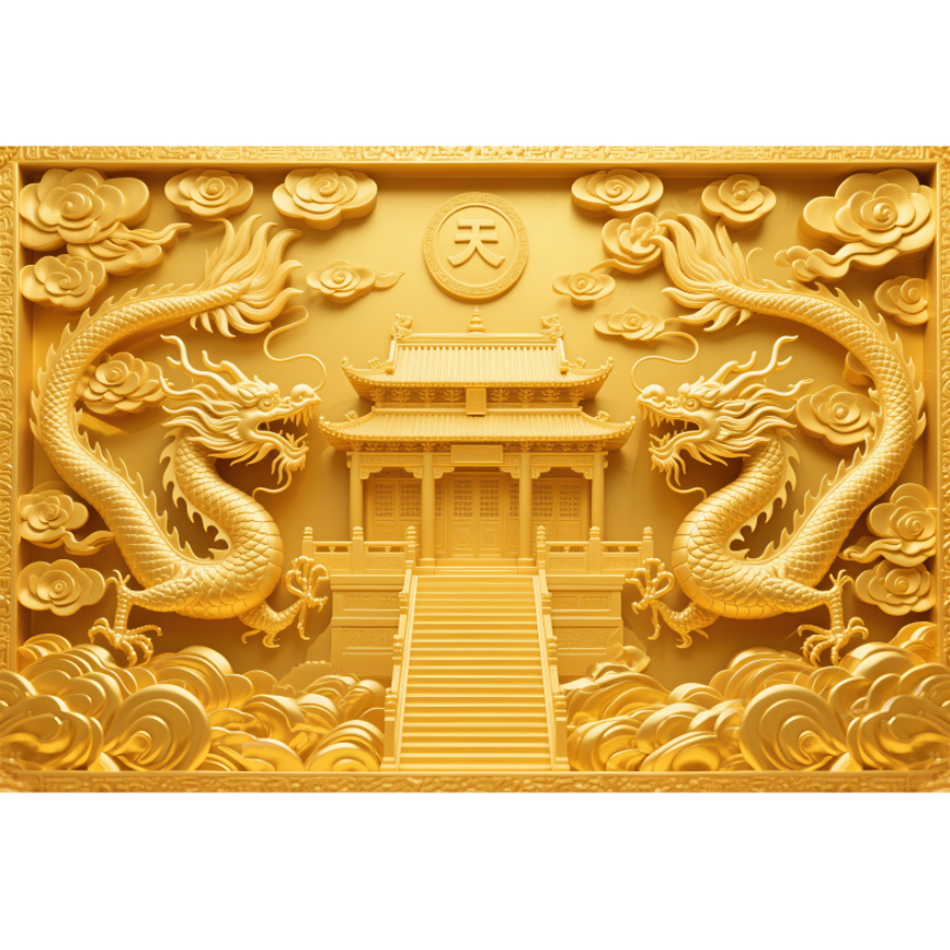 天宫天庭龙凤背景南天门仙家堂口壁画佛道仙堂神台壁纸壁布FJ5813