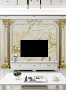 X01138壁画环保金色护板罗马柱电视背景墙卧室沙发墙大理石纹欧式