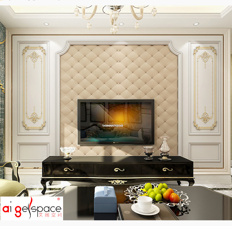 X0883仿真软包背景墙护板雕花仿石膏线欧式3d电视卧室沙发墙壁画
