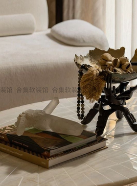 中古海派老钱佛手果壳茶几摆件