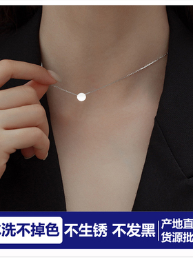 批 发水洗不掉色银色小金豆项链女锁骨链颈链女吊坠女生简约配饰