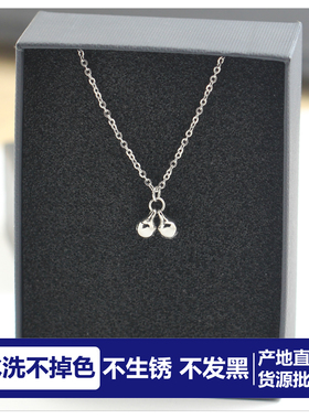 批 发水洗不掉色无声铃铛项链女锁骨链女颈链女吊坠女生简约配饰