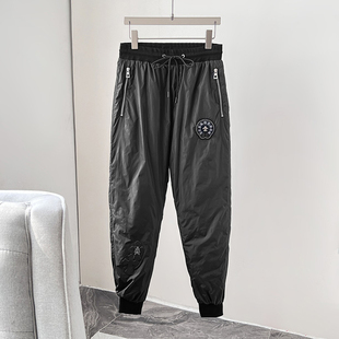 白鹅绒羽绒裤 修身 加厚保暖防寒上身轻盈高端男士 925银真皮十字