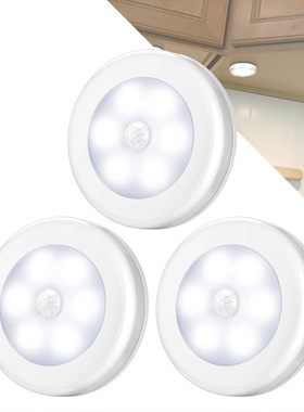 Motion Sensor Light Indoor新奇特圆形人体感应灯创意LED小夜灯