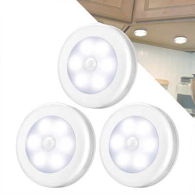 Motion Sensor Light Indoor新奇特圆形人体感应灯创意LED小夜灯