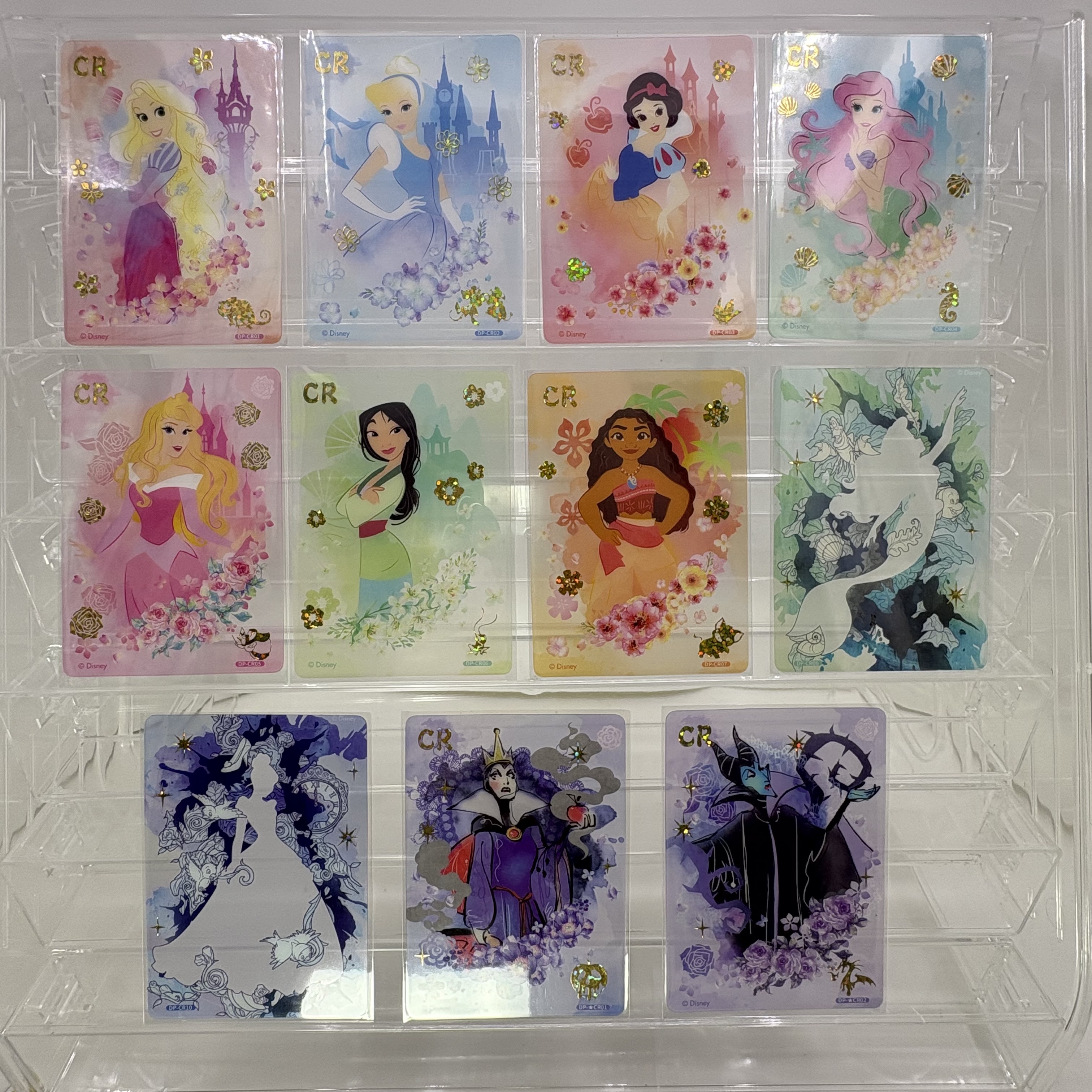 Disney迪士尼收藏卡片白雪公主CR卡牌水彩透卡反派魔法童话