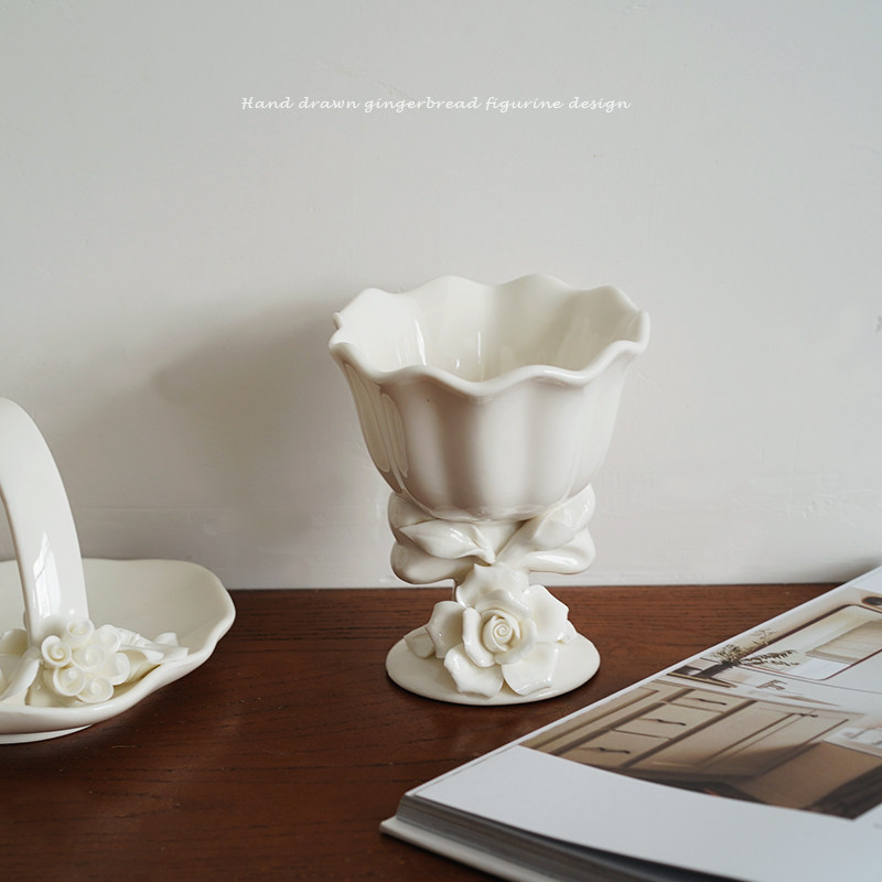 精致手捏花 法式奶油色立体玫瑰蝴蝶结造型陶瓷高脚杯 鸡尾酒杯,餐饮具,鸡尾酒杯,淘宝优惠券,粉丝福利购,淘宝优惠卷