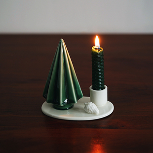【烛台】出口北欧高档圣诞树场景陶瓷烛台 家居装饰蜡台 餐桌布置