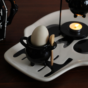 鸡蛋托 巫师药罐子陶瓷个性 出口欧式 餐桌创意蛋托带勺 万圣节