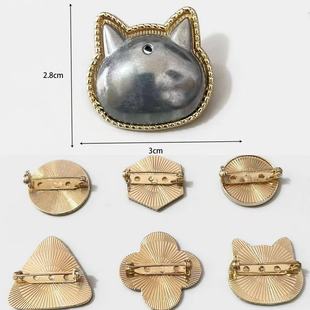 DIY宋锦胸针底托合金名家布料托盘别针服装装饰配件保险扣针盘