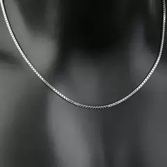 S925 Silver Box Chain Pure Silver Platinum-Plated Box Necklace Unisex Clavicle Chain Sweater Chain Trendy Men's