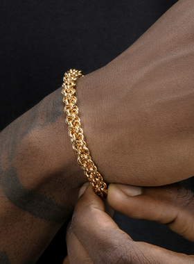 GRGR golden Bracelet 18K金色手链男女嘻哈欧美潮ins高级感手环