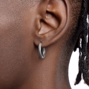 Earrings Glossy 纯银素圈大耳圈男嘻哈女中号百搭耳环 S925 GRGR