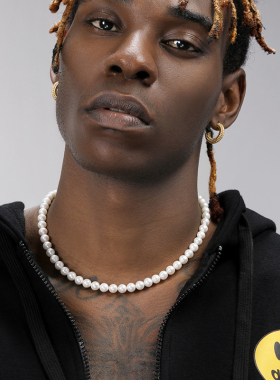 欧美潮流Asap rocky天然珍珠项链男嘻哈复古高级感锁骨链女choker